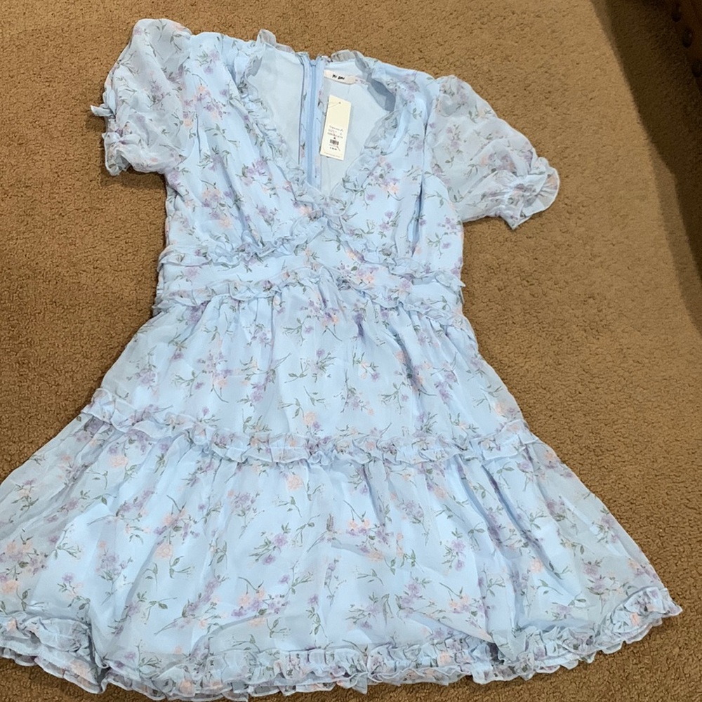 NEW FRANCESCAS Baby Blue Ruffle mini dress